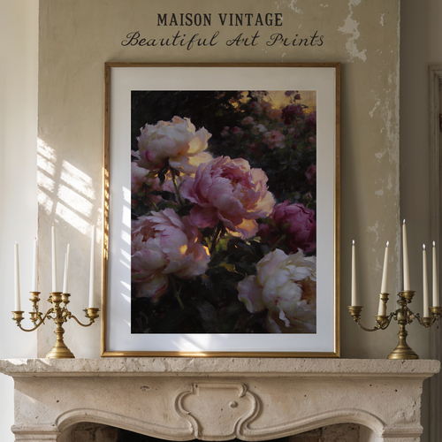 A Symphony of Peonies – vintage-inspired fine art print by Maison Vintage, museum-quality wall art