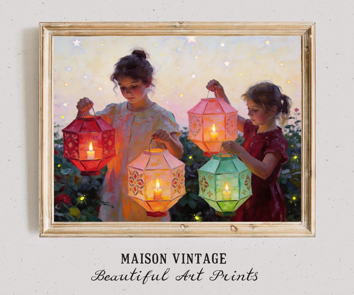 By Lantern Light – vintage-inspired fine art print by Maison Vintage, museum-quality wall art