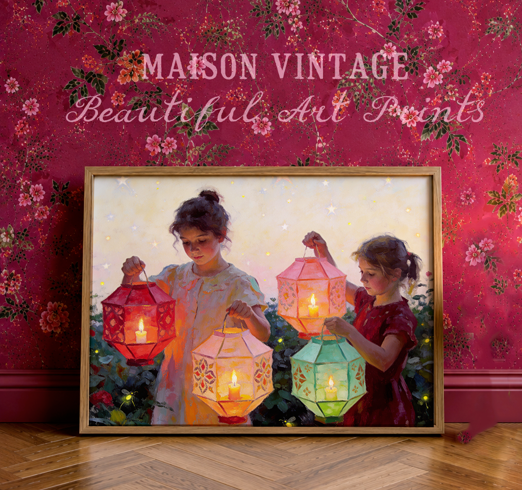 By Lantern Light – vintage-inspired fine art print by Maison Vintage, museum-quality wall art