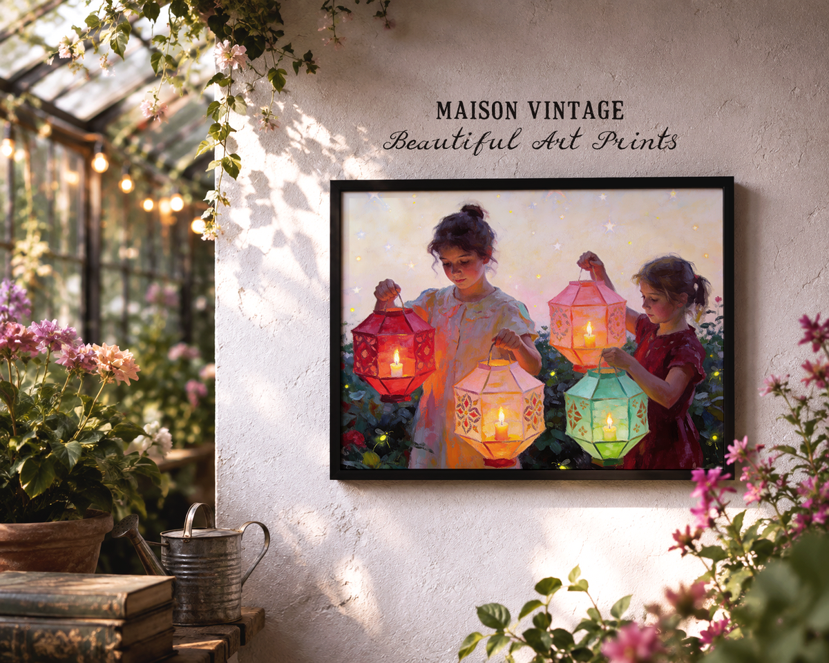 By Lantern Light – vintage-inspired fine art print by Maison Vintage, museum-quality wall art