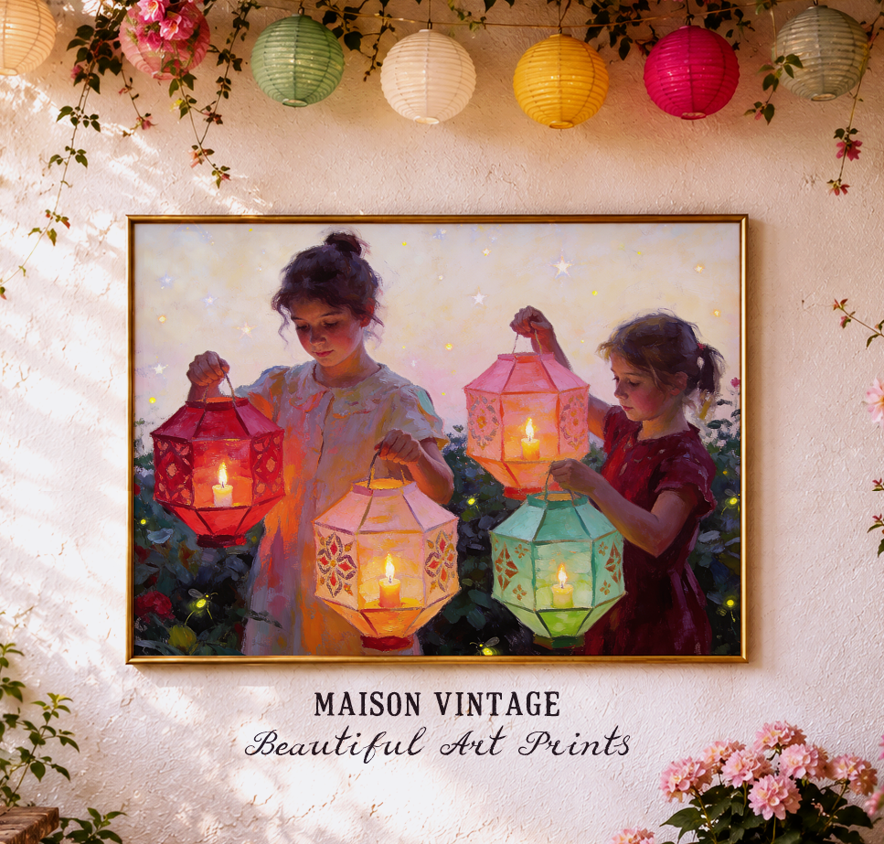By Lantern Light – vintage-inspired fine art print by Maison Vintage, museum-quality wall art