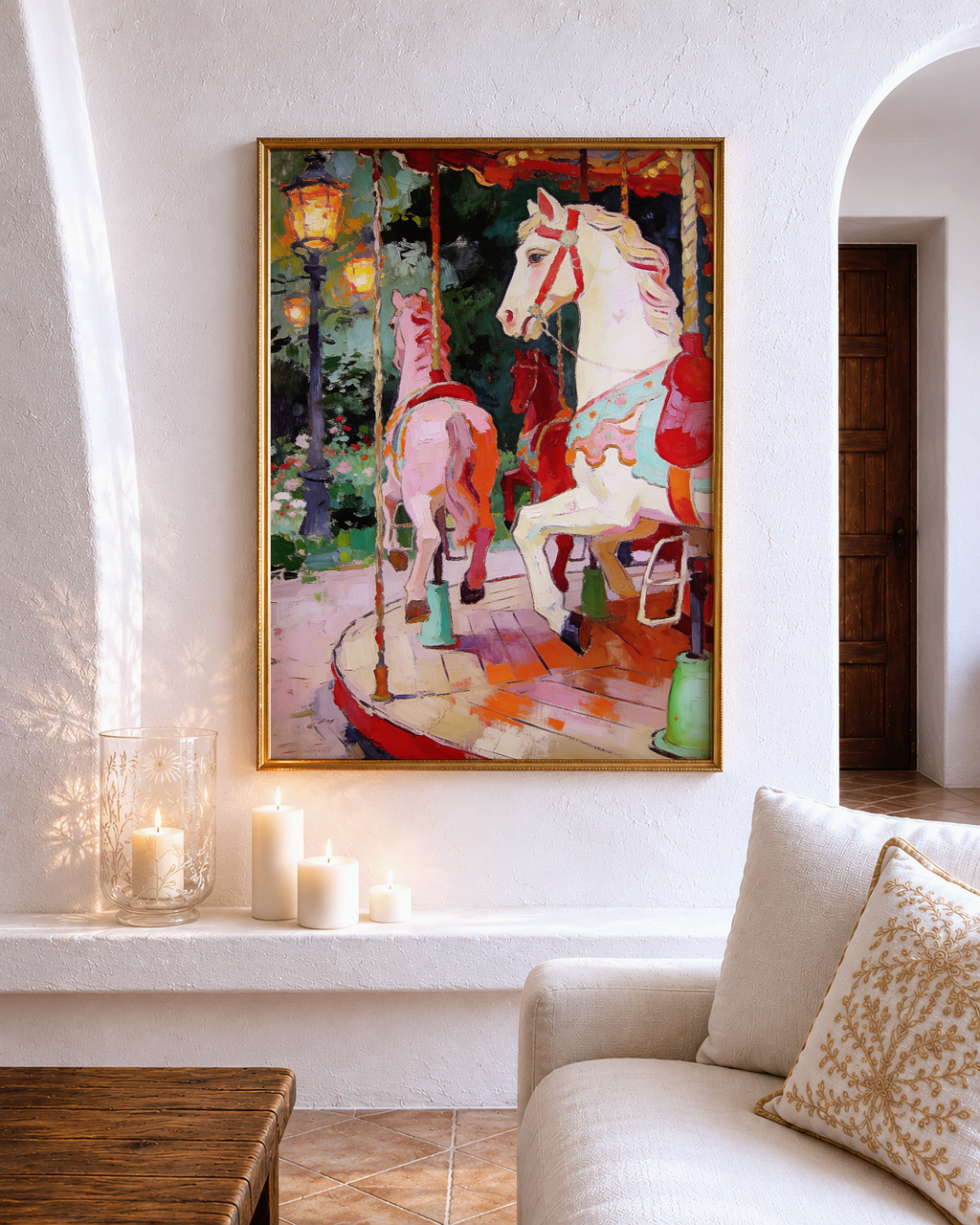 Carousel at Dusk – vintage-inspired fine art print by Maison Vintage, museum-quality wall art