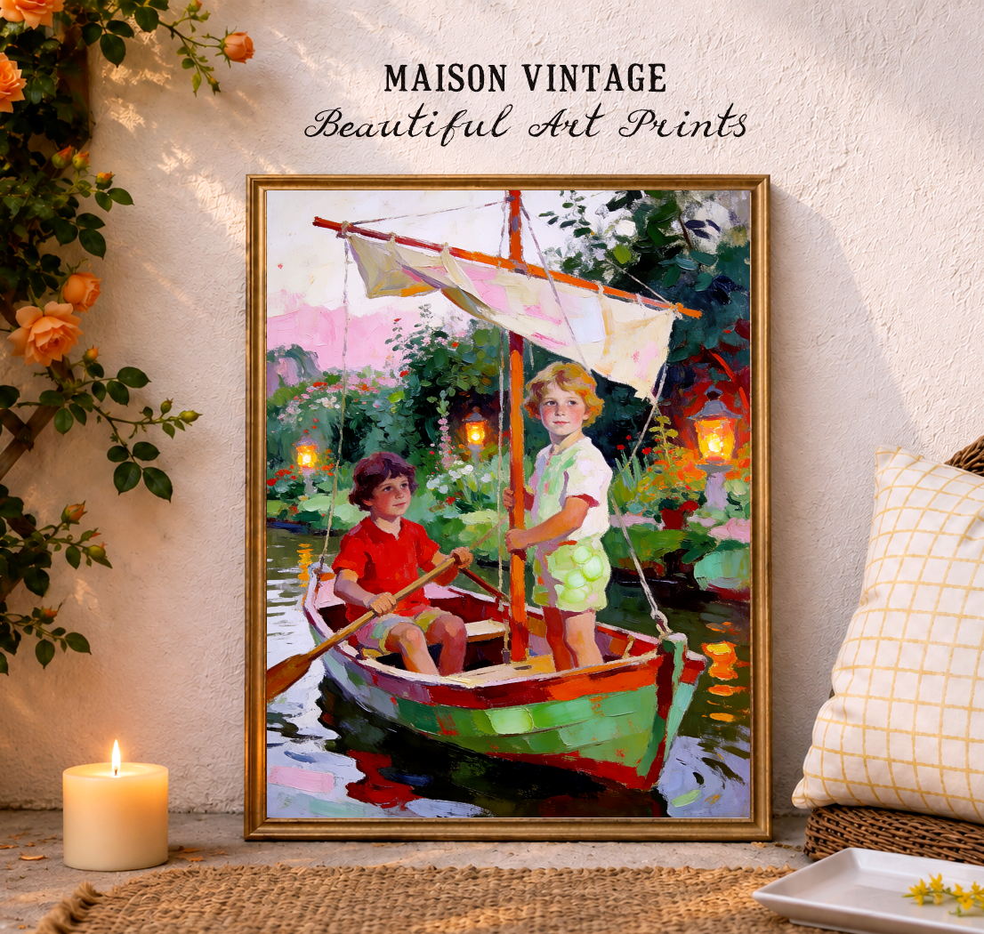 Little Adventurers – vintage-inspired fine art print by Maison Vintage, museum-quality wall art