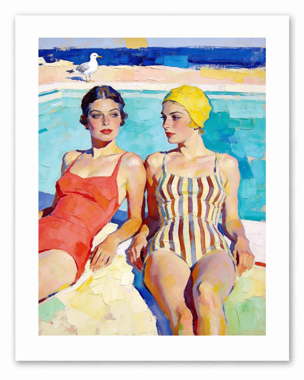 The Yellow Swim Cap – vintage-inspired fine art print by Maison Vintage, museum-quality wall art