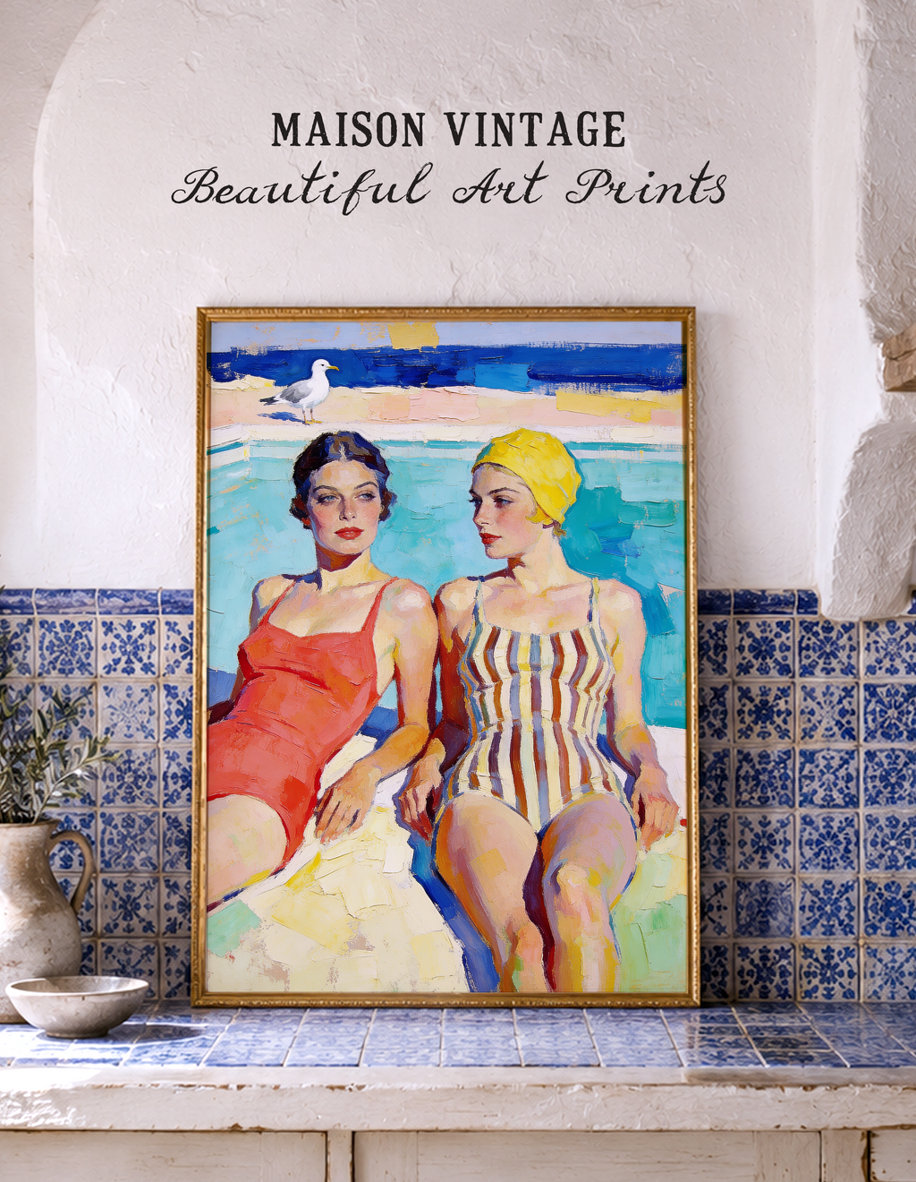 The Yellow Swim Cap – vintage-inspired fine art print by Maison Vintage, museum-quality wall art