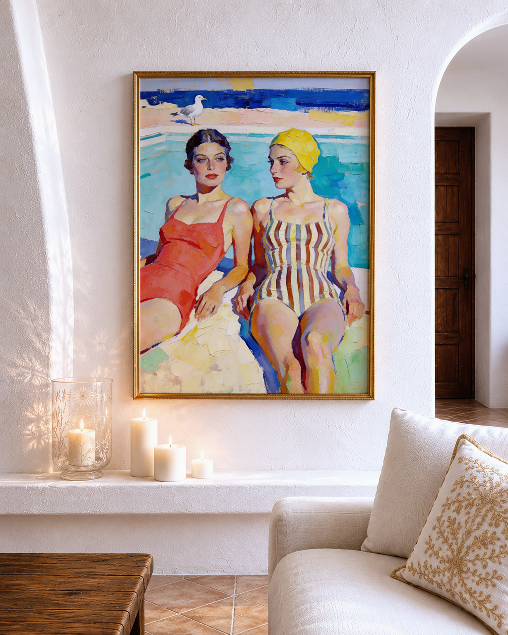 The Yellow Swim Cap – vintage-inspired fine art print by Maison Vintage, museum-quality wall art