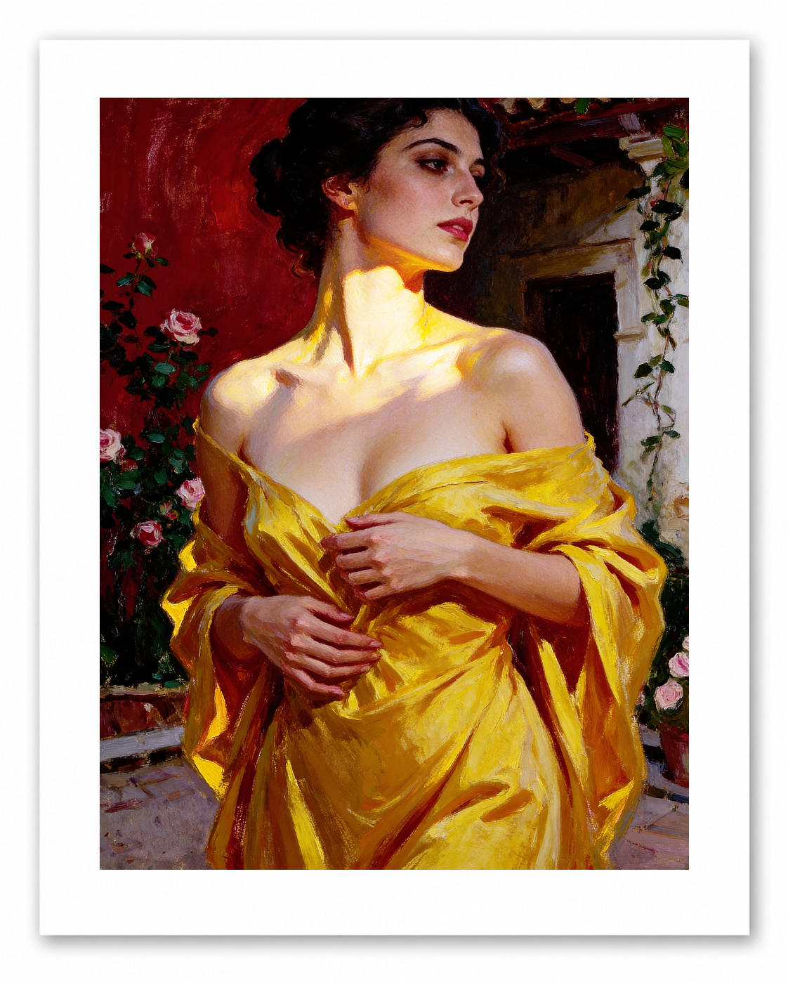Portrait in Golden Light – vintage-inspired fine art print by Maison Vintage, museum-quality wall art