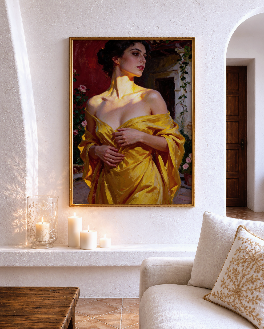 Portrait in Golden Light – vintage-inspired fine art print by Maison Vintage, museum-quality wall art