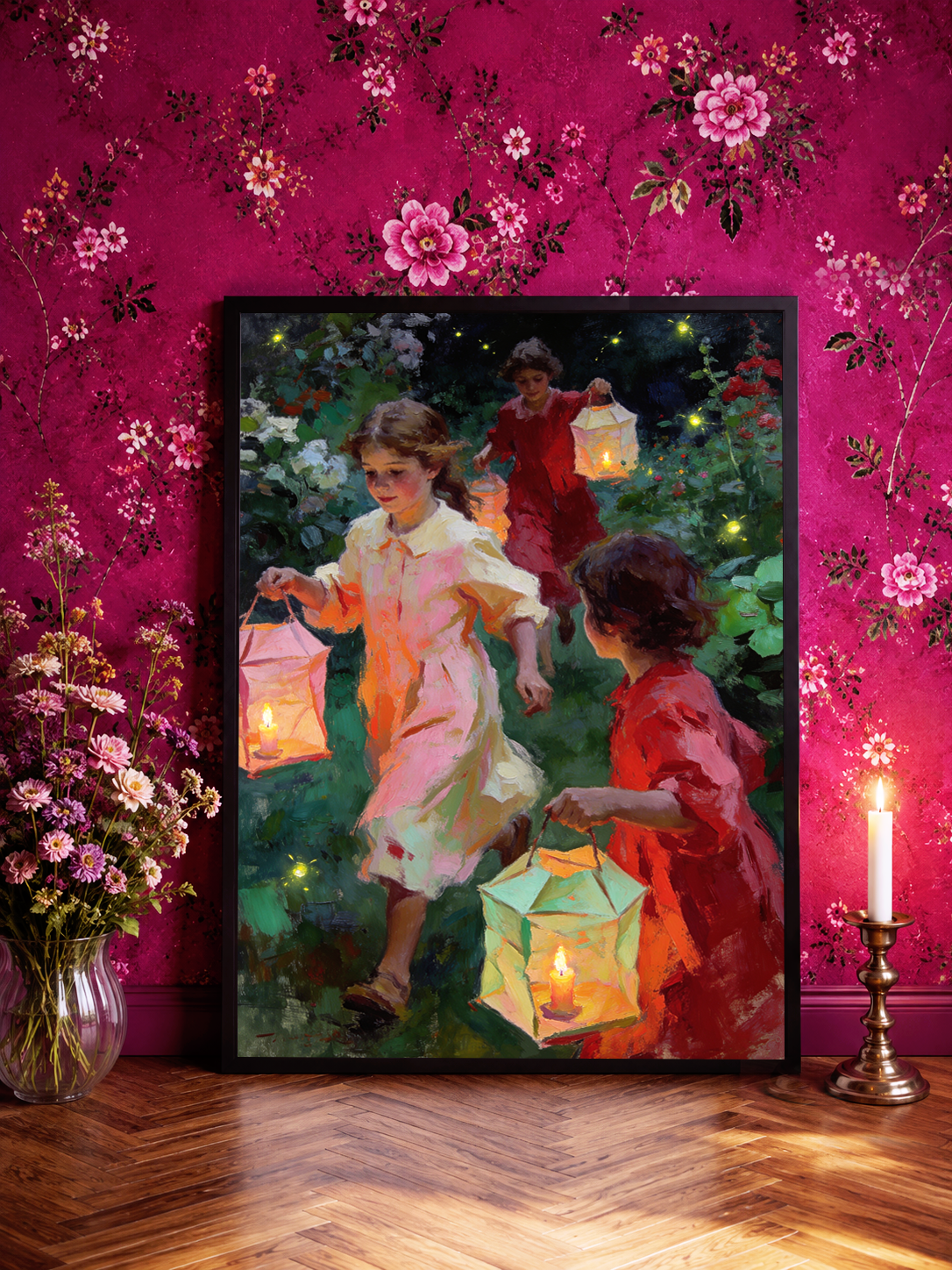 The Lantern Walk – vintage-inspired fine art print by Maison Vintage, museum-quality wall art