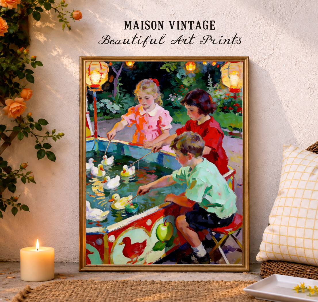 The Duck Pond Game – vintage-inspired fine art print by Maison Vintage, museum-quality wall art