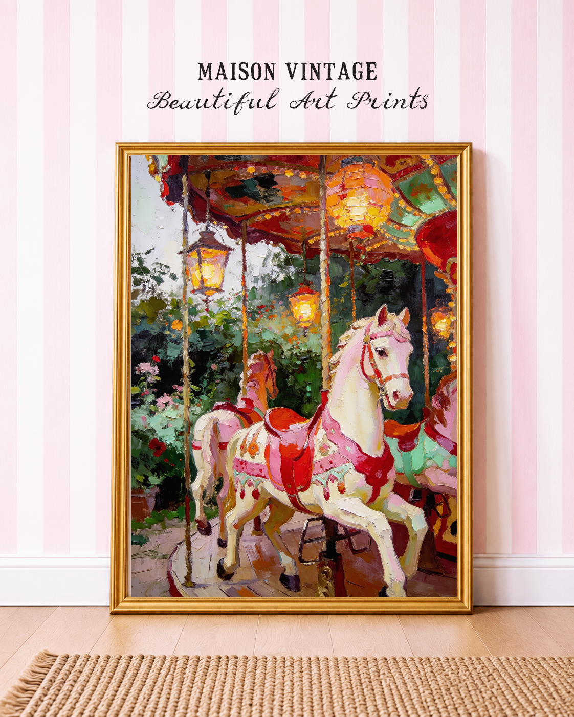 The Enchanted Carousel – vintage-inspired fine art print by Maison Vintage, museum-quality wall art