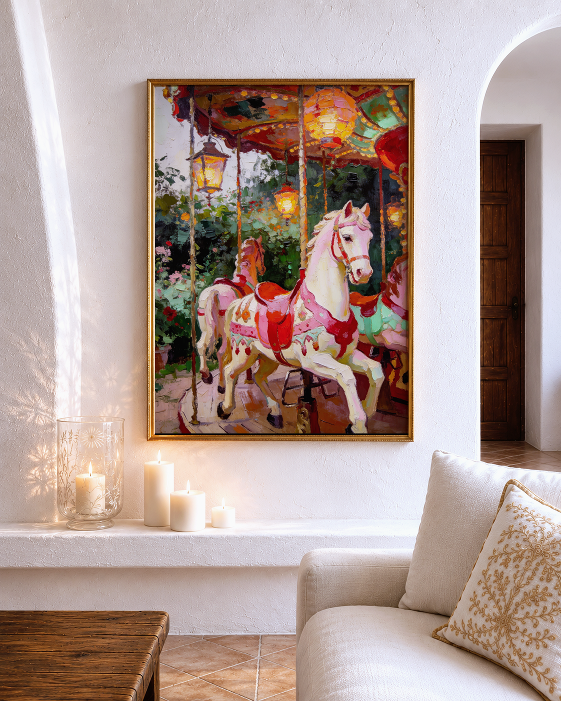 The Enchanted Carousel – vintage-inspired fine art print by Maison Vintage, museum-quality wall art