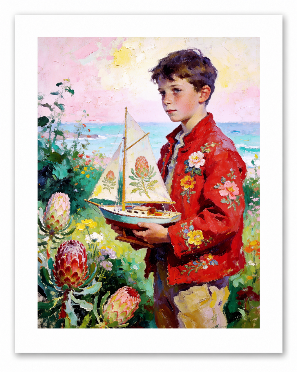 The Flower Sailboat – vintage-inspired fine art print by Maison Vintage, museum-quality wall art
