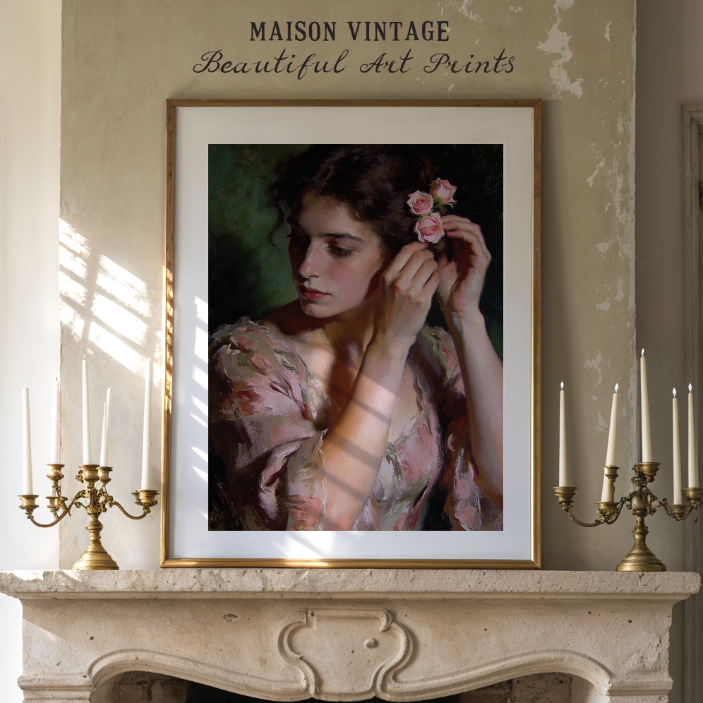 The Pale Roses – vintage-inspired fine art print by Maison Vintage, museum-quality wall art