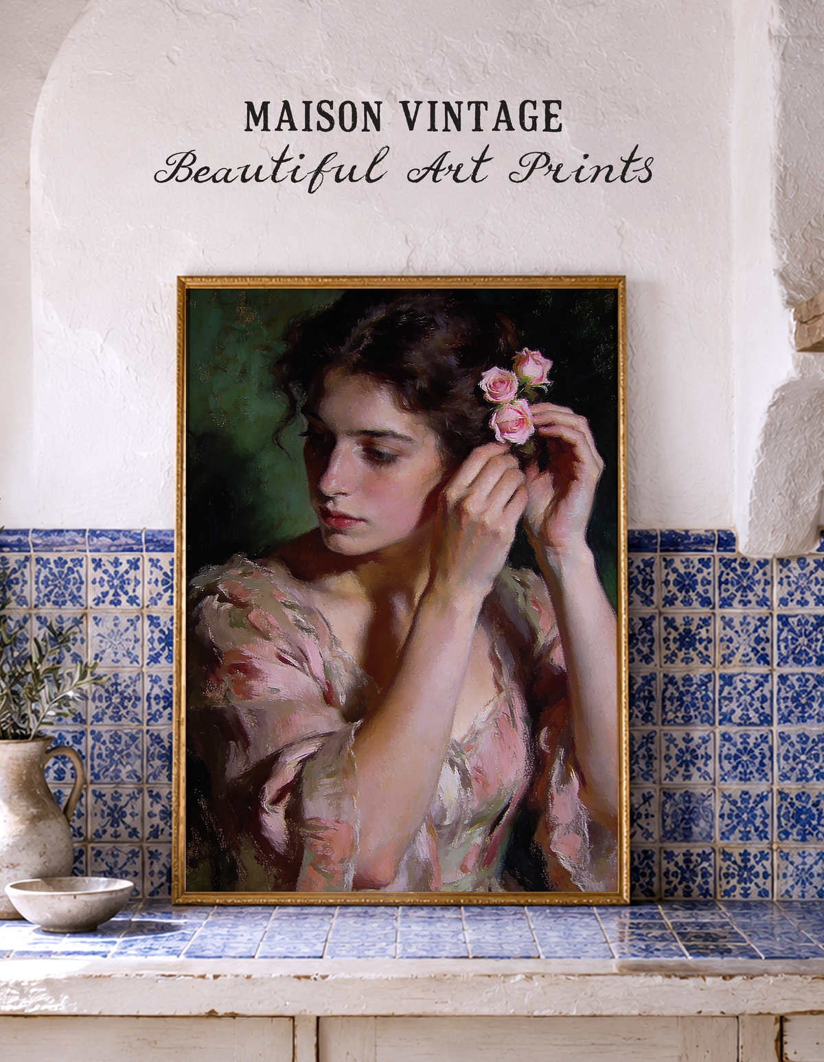 The Pale Roses – vintage-inspired fine art print by Maison Vintage, museum-quality wall art