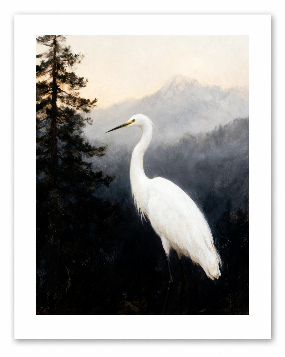 The Silent Heron – vintage-inspired fine art print by Maison Vintage, museum-quality wall art