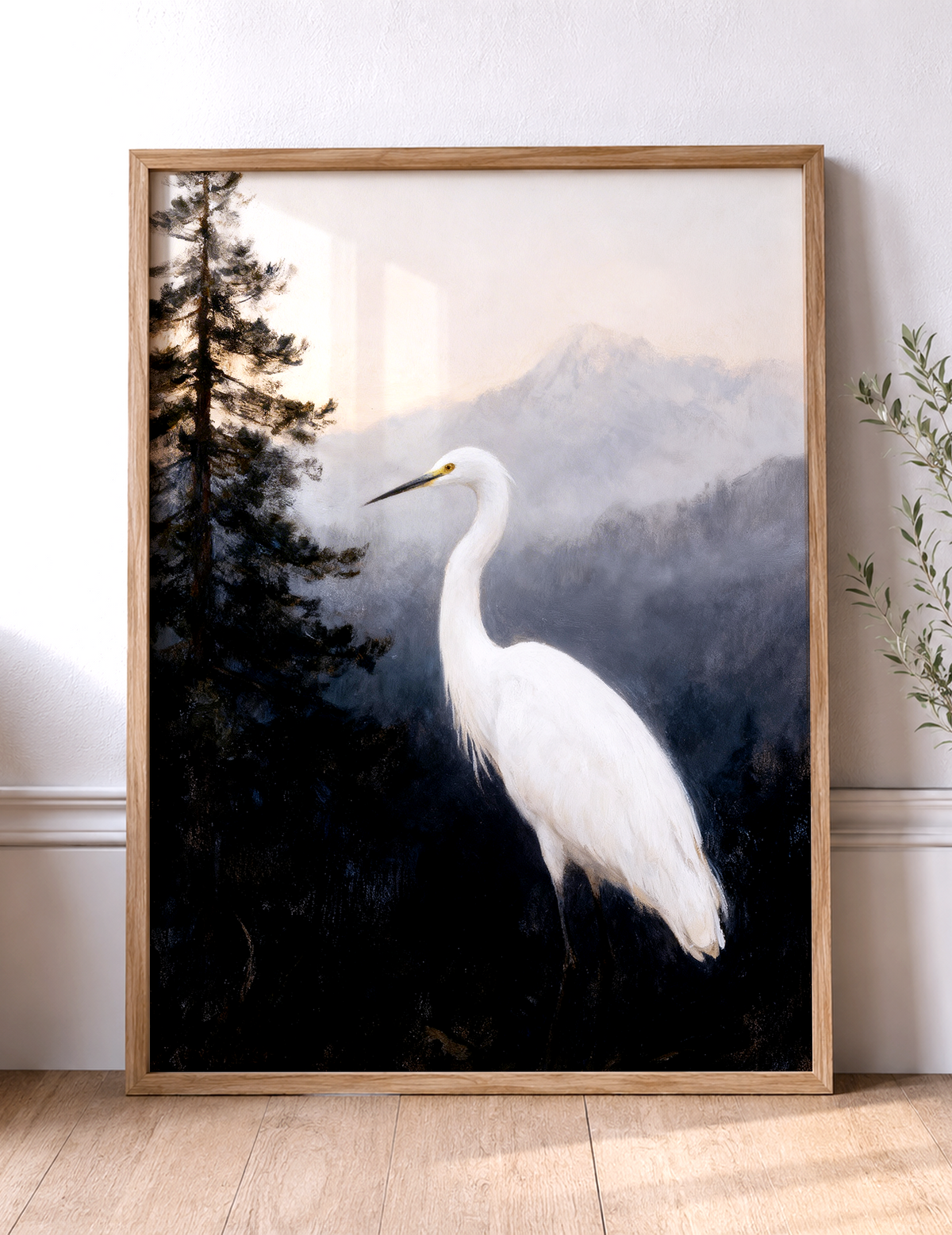 The Silent Heron – vintage-inspired fine art print by Maison Vintage, museum-quality wall art