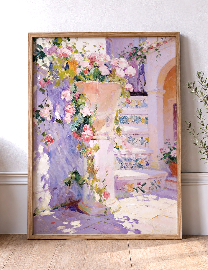 The Sunlit Courtyard – vintage-inspired fine art print by Maison Vintage, museum-quality wall art