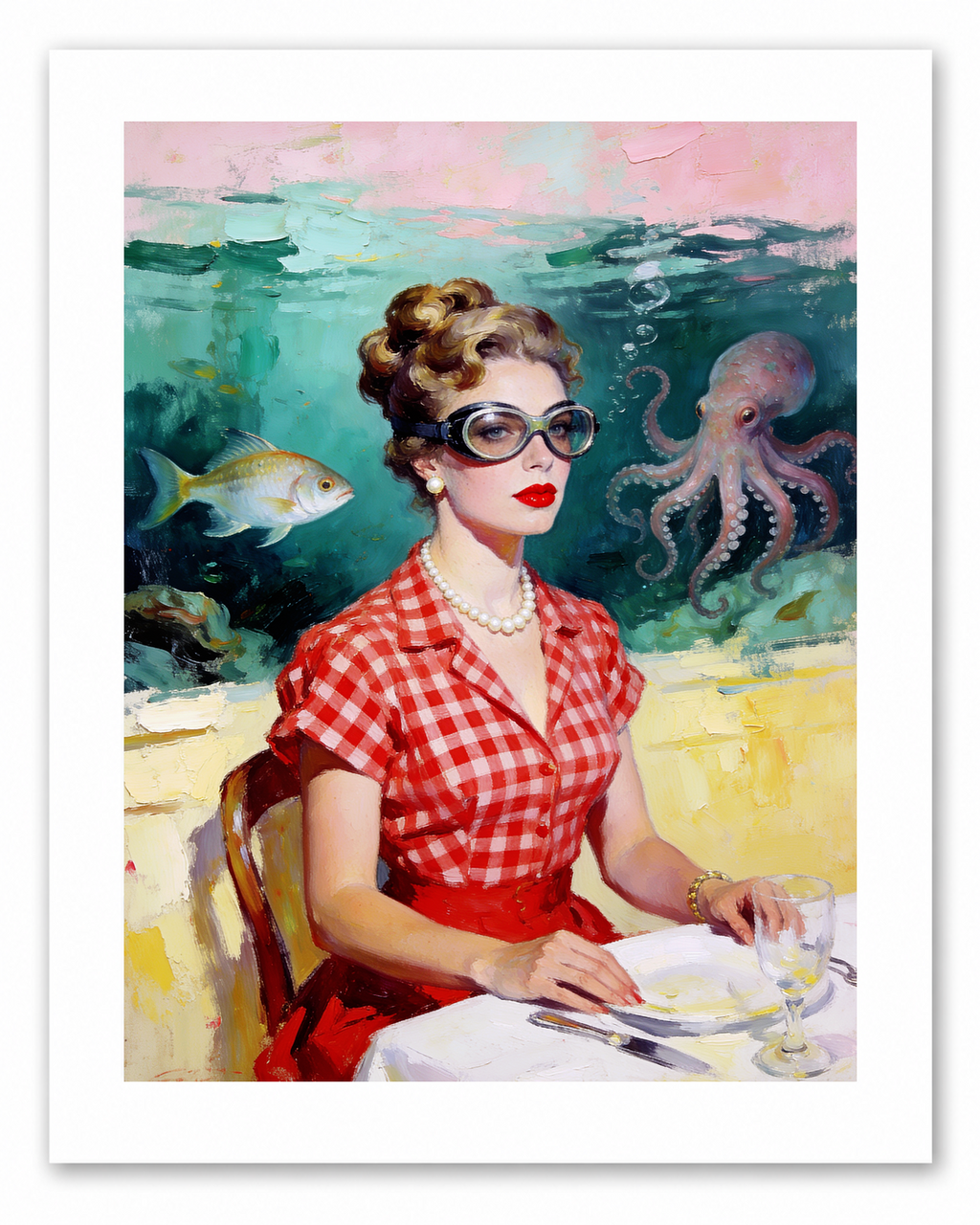 The Underwater Brasserie – vintage-inspired fine art print by Maison Vintage, museum-quality wall art