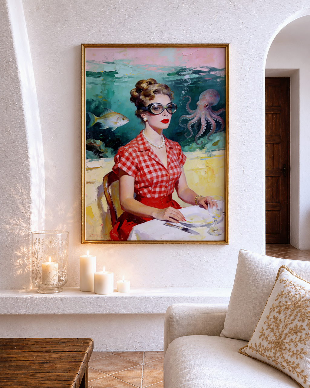 The Underwater Brasserie – vintage-inspired fine art print by Maison Vintage, museum-quality wall art