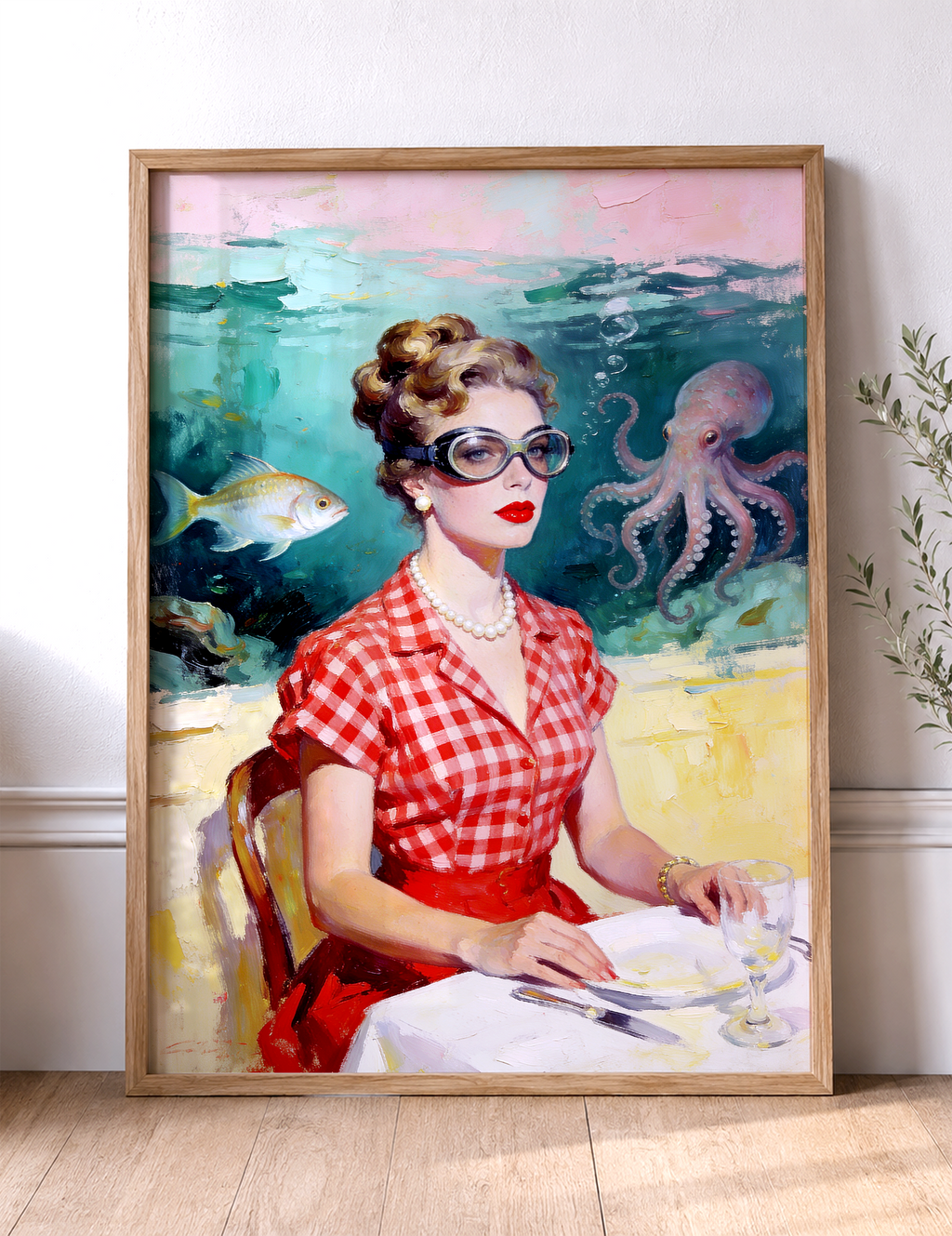 The Underwater Brasserie – vintage-inspired fine art print by Maison Vintage, museum-quality wall art