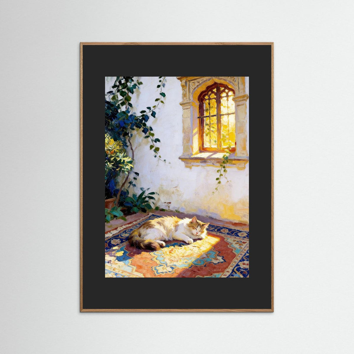 The Sleepy Cat fine art print – vintage-inspired wall art by Maison Vintage displayed in an interior
