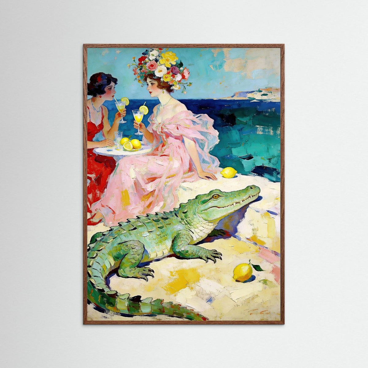 The Riviera Alligator Club fine art print – vintage-inspired wall art by Maison Vintage displayed in an interior