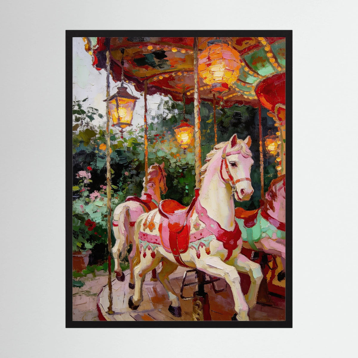 The Enchanted Carousel fine art print – vintage-inspired wall art by Maison Vintage displayed in an interior