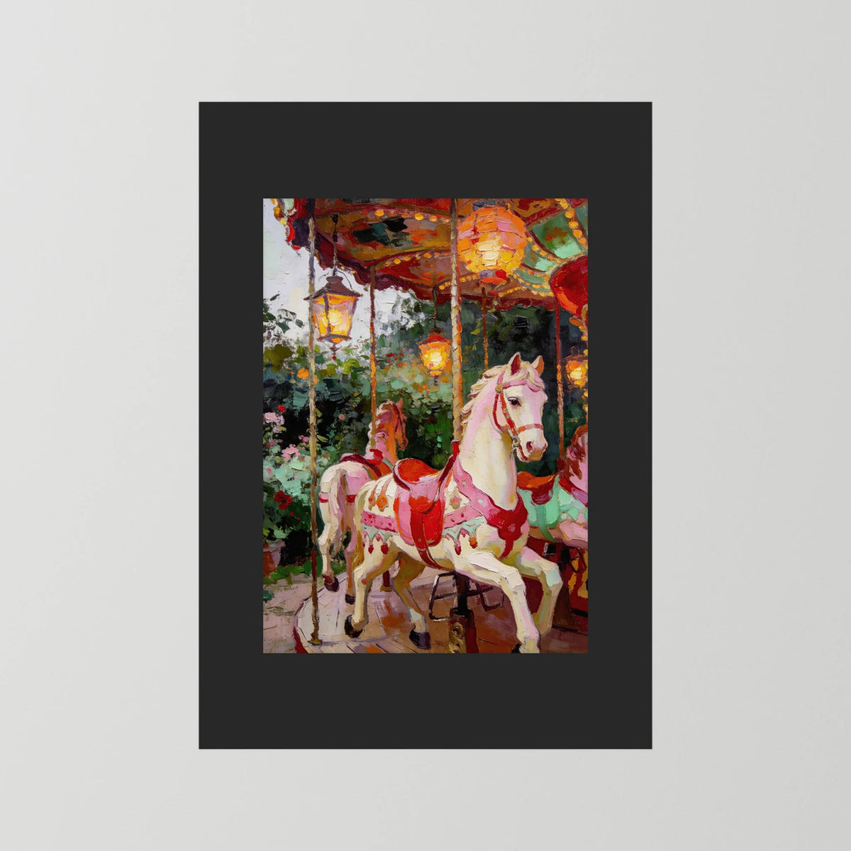 The Enchanted Carousel fine art print – vintage-inspired wall art by Maison Vintage displayed in an interior