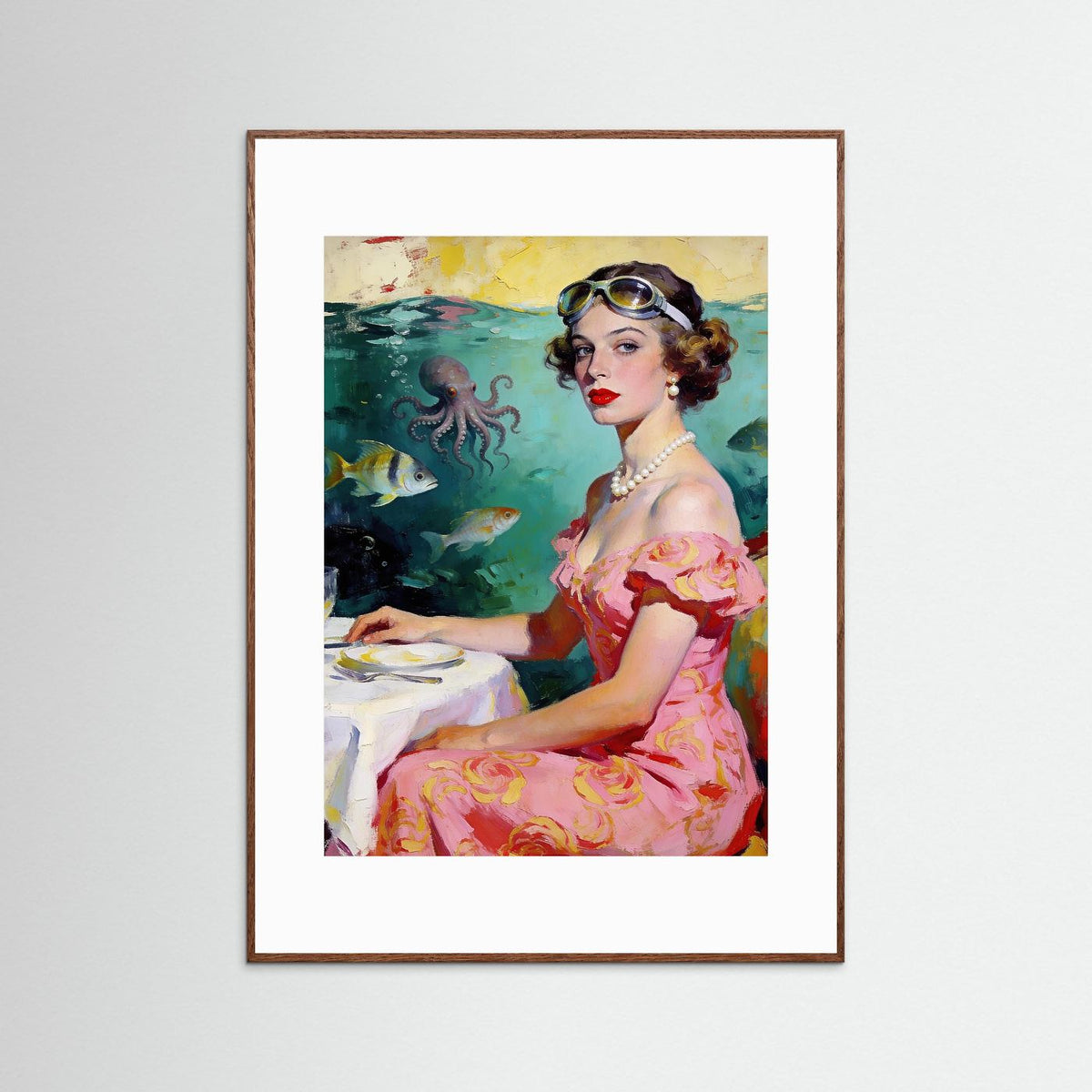 The Underwater Supper Club fine art print – vintage-inspired wall art by Maison Vintage displayed in an interior
