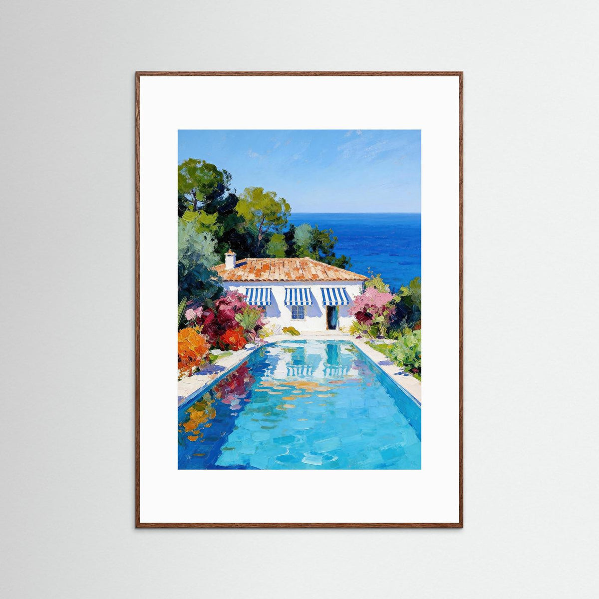 The Blue House on the Riviera fine art print – vintage-inspired wall art by Maison Vintage displayed in an interior
