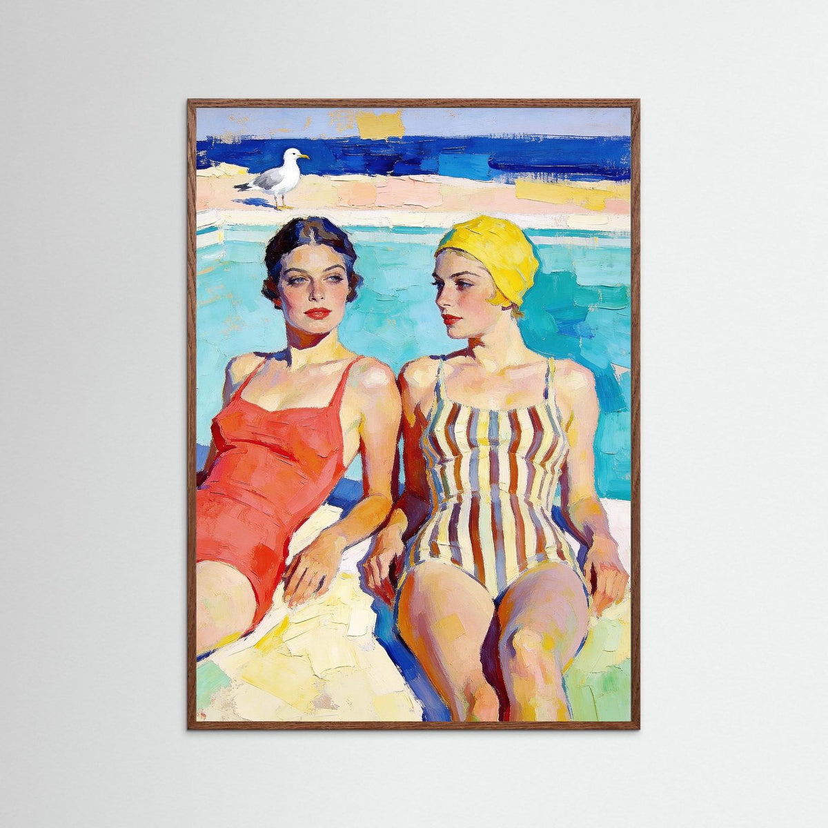 The Yellow Swim Cap fine art print – vintage-inspired wall art by Maison Vintage displayed in an interior