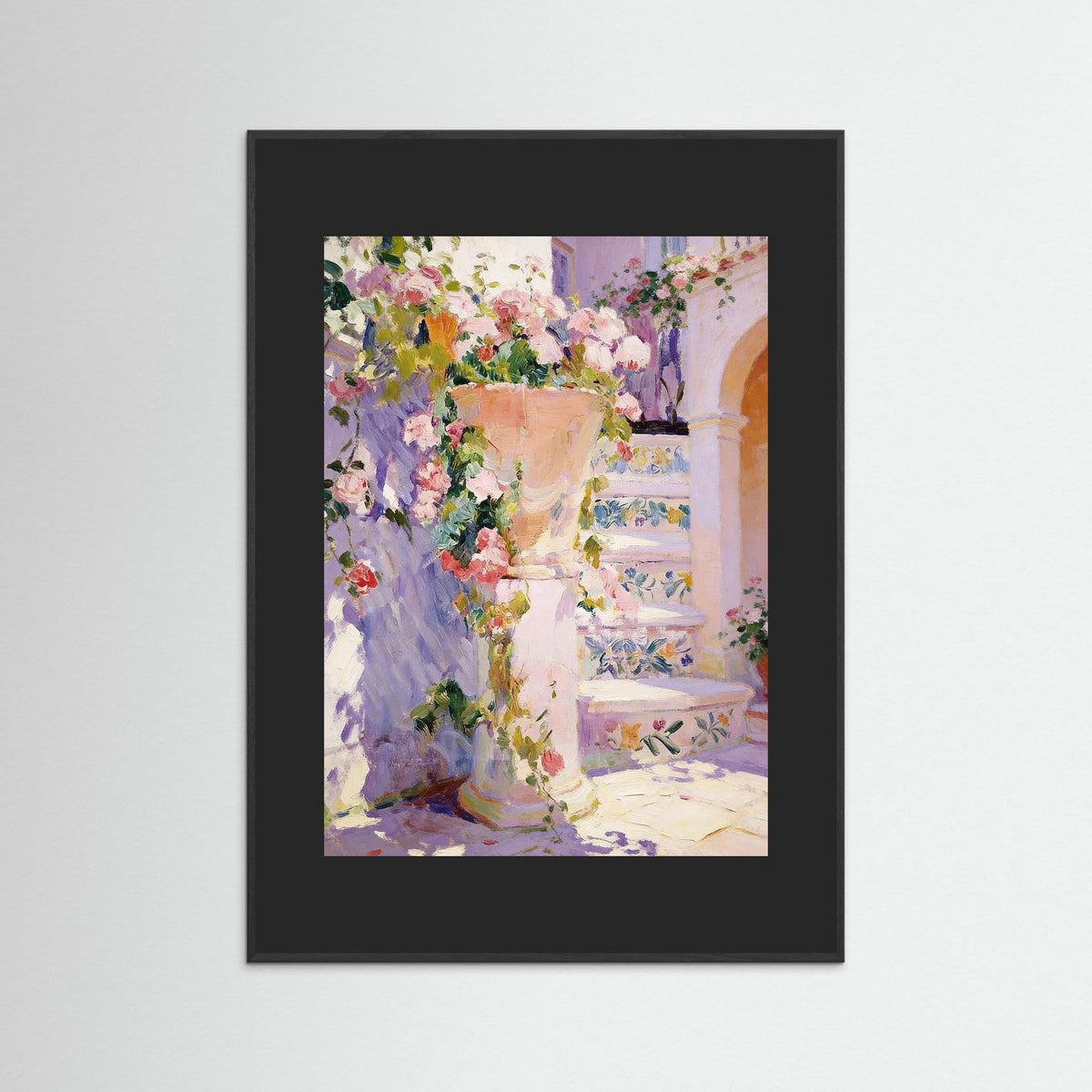 The Sunlit Courtyard fine art print – vintage-inspired wall art by Maison Vintage displayed in an interior