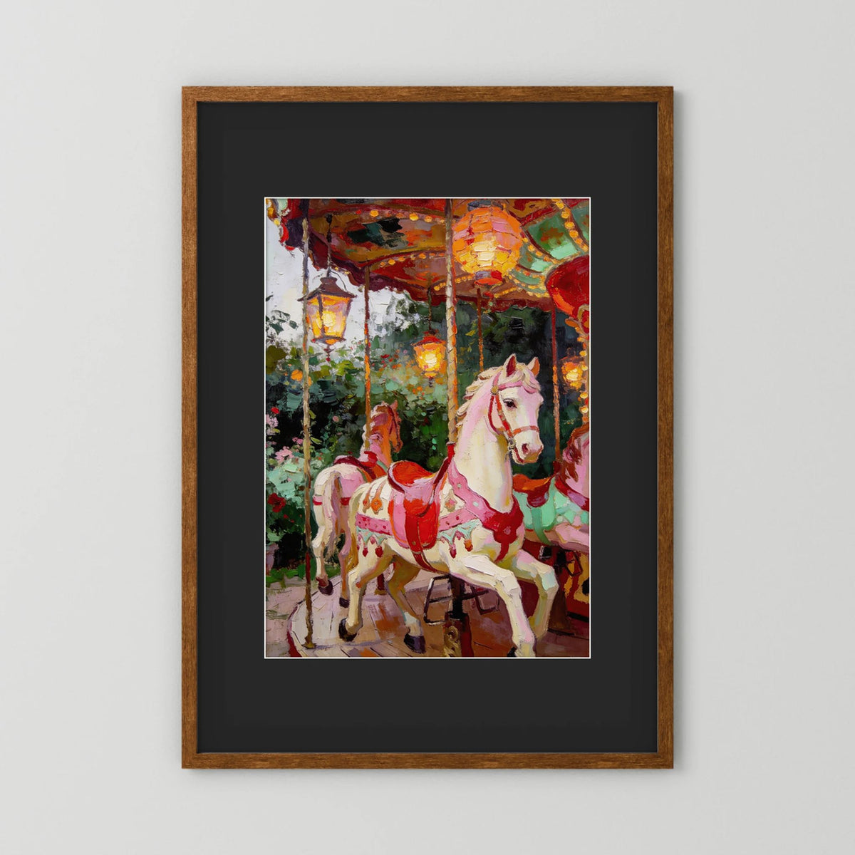 The Enchanted Carousel fine art print – vintage-inspired wall art by Maison Vintage displayed in an interior