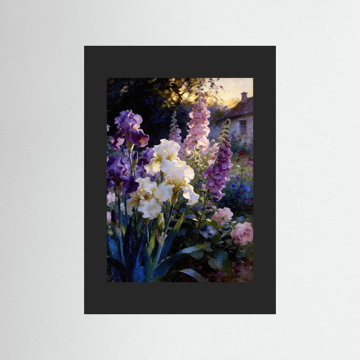 The Secret Cottage Garden fine art print – vintage-inspired wall art by Maison Vintage displayed in an interior