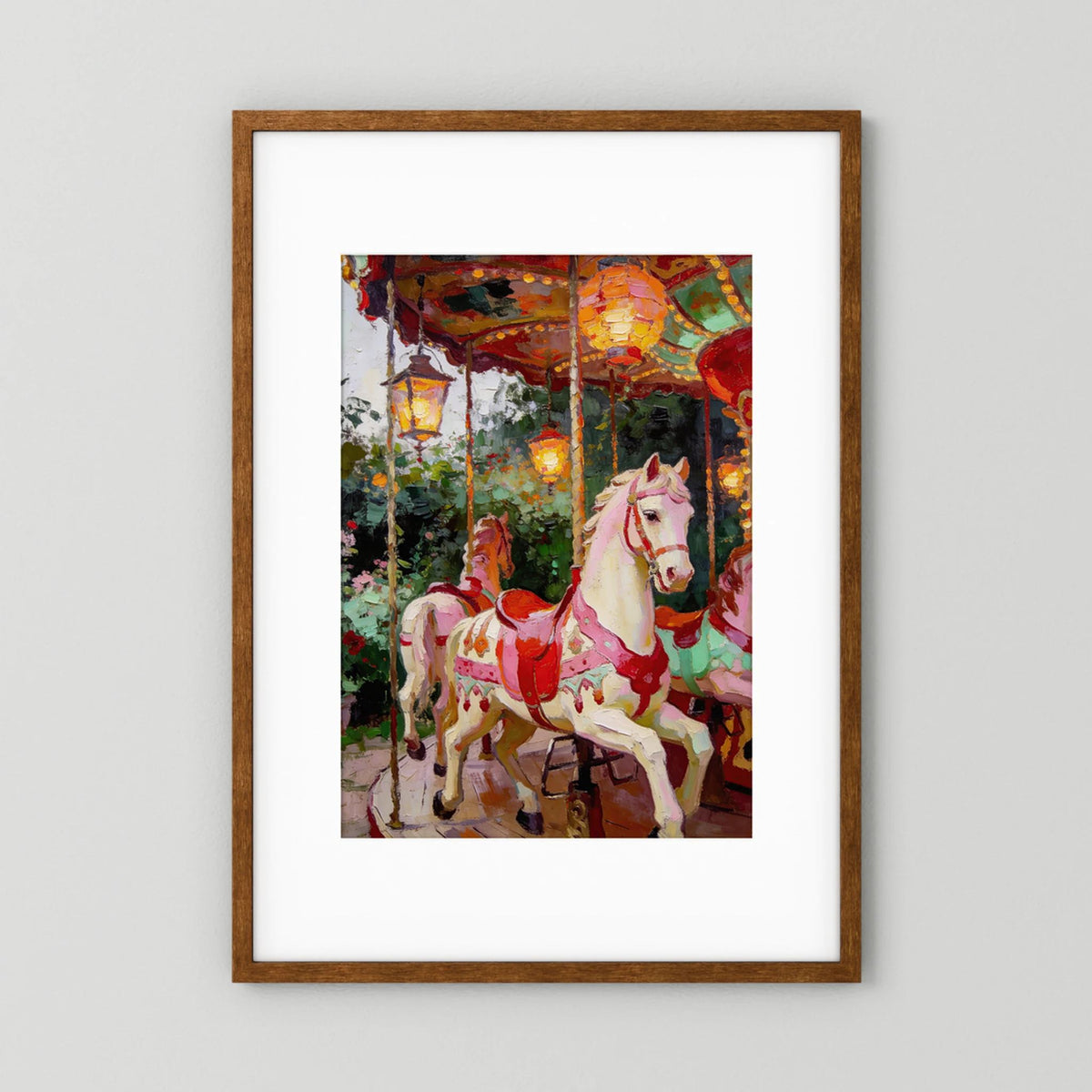 The Enchanted Carousel fine art print – vintage-inspired wall art by Maison Vintage displayed in an interior