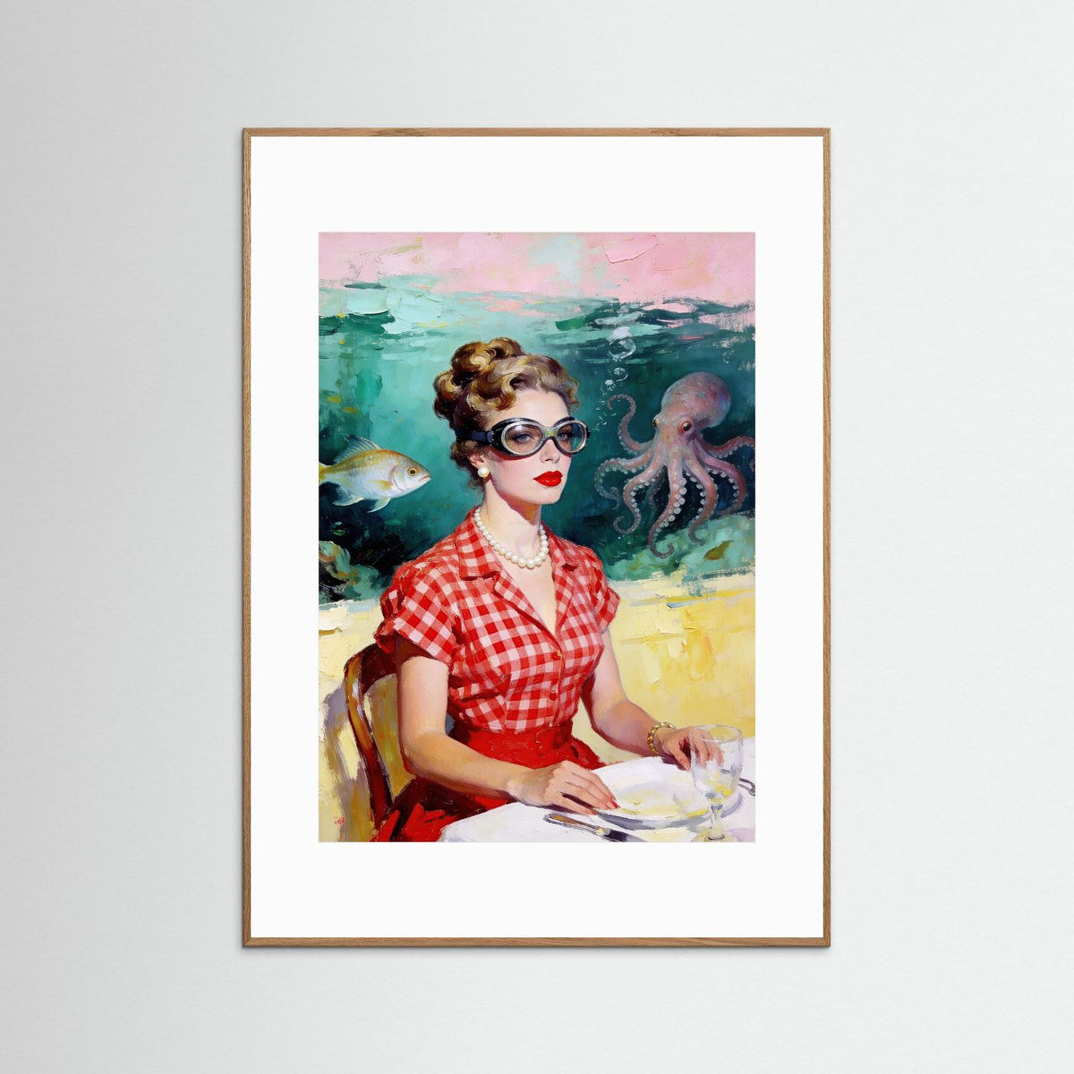 The Underwater Brasserie fine art print – vintage-inspired wall art by Maison Vintage displayed in an interior