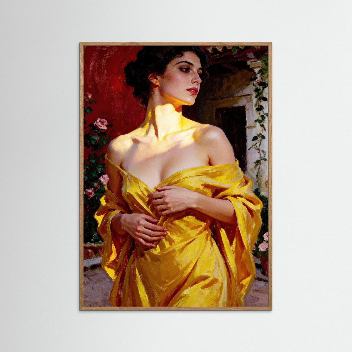 Portrait in Golden Light fine art print – vintage-inspired wall art by Maison Vintage displayed in an interior