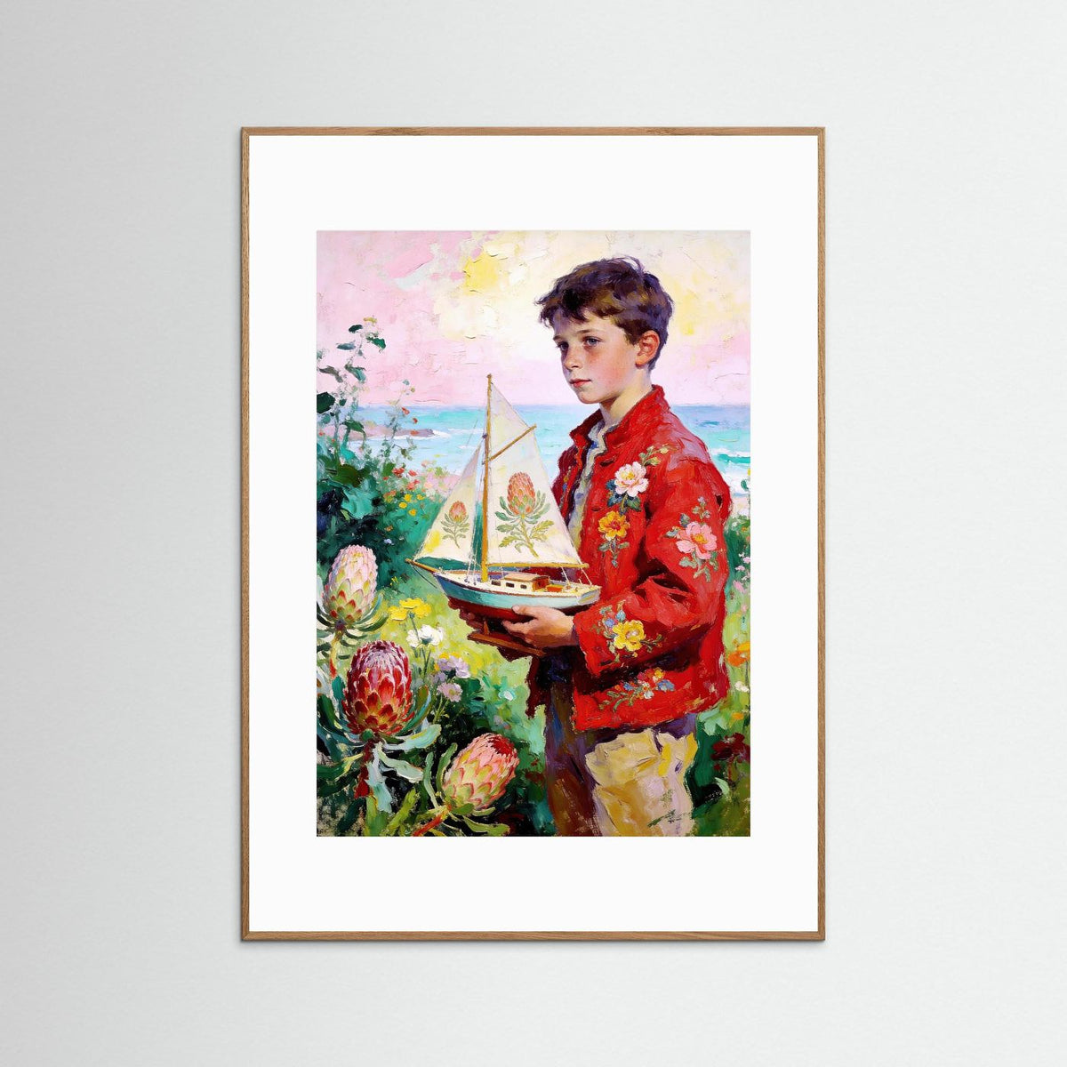 The Flower Sailboat fine art print – vintage-inspired wall art by Maison Vintage displayed in an interior