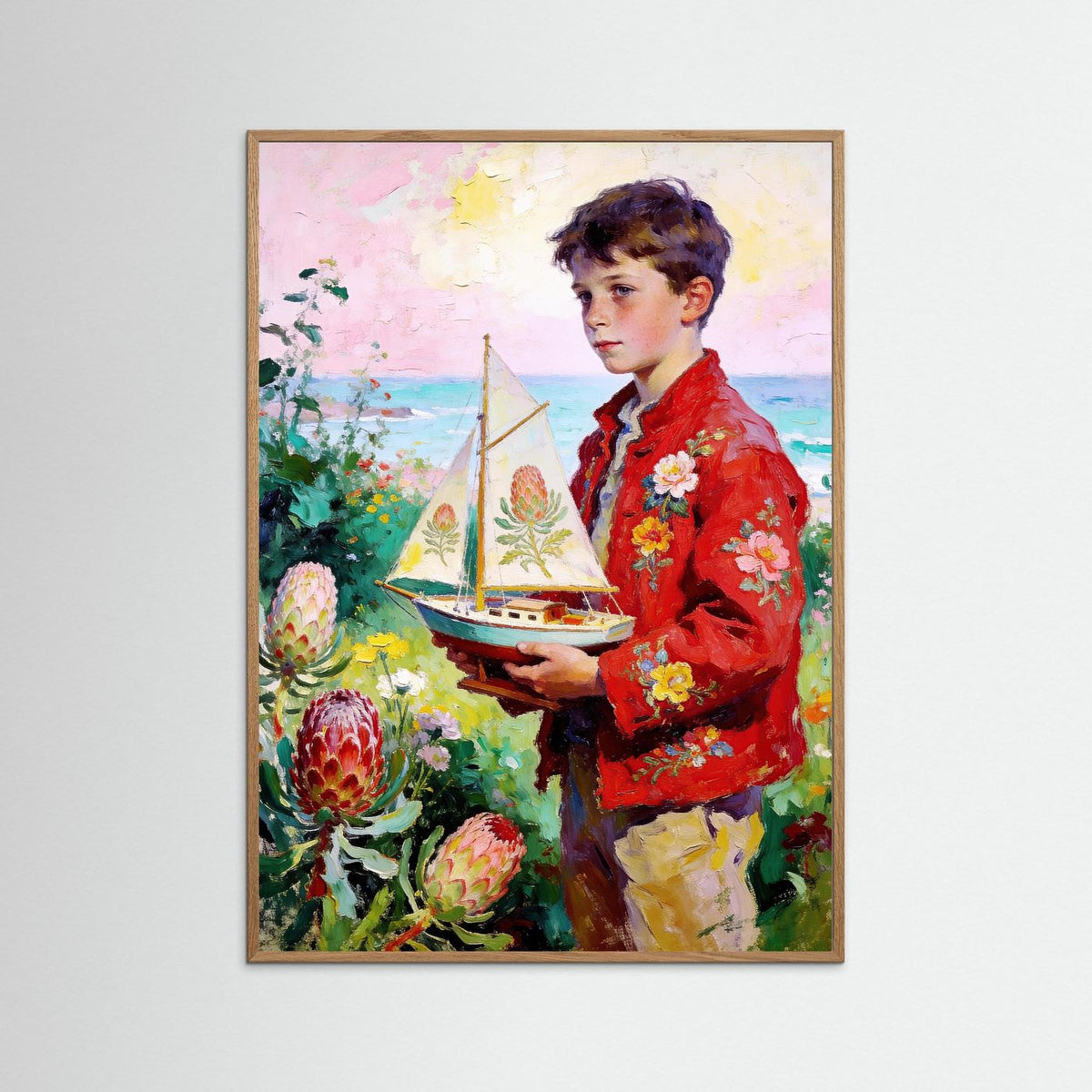 The Flower Sailboat fine art print – vintage-inspired wall art by Maison Vintage displayed in an interior