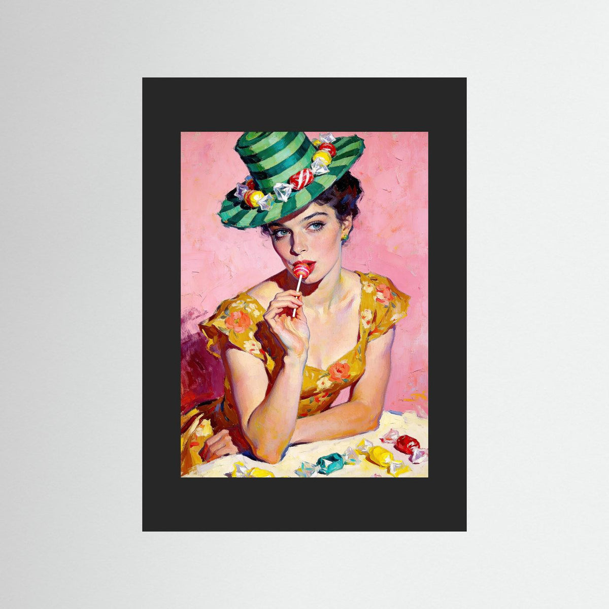 The Candy Hat fine art print – vintage-inspired wall art by Maison Vintage displayed in an interior