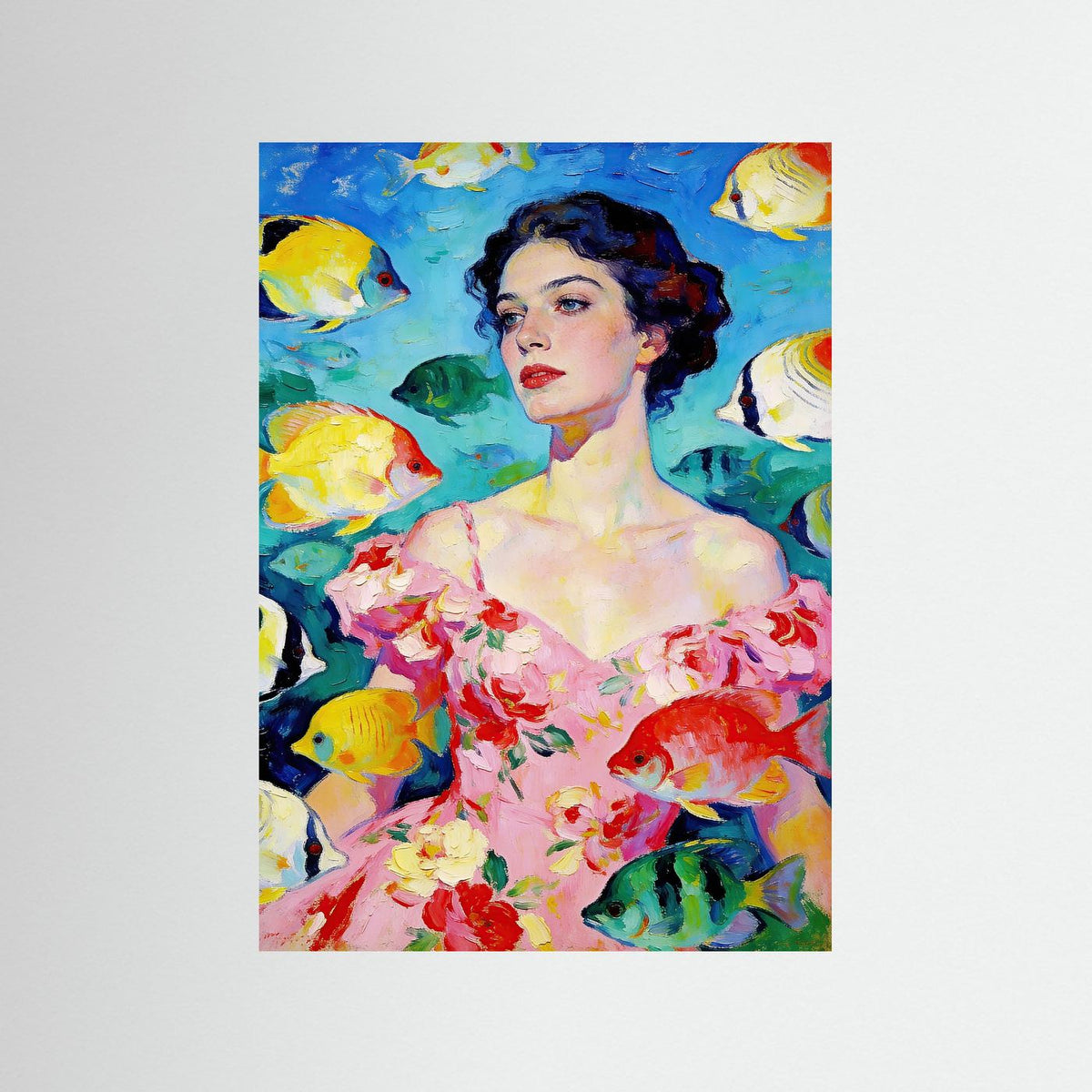 The Tropical Reverie fine art print – vintage-inspired wall art by Maison Vintage displayed in an interior