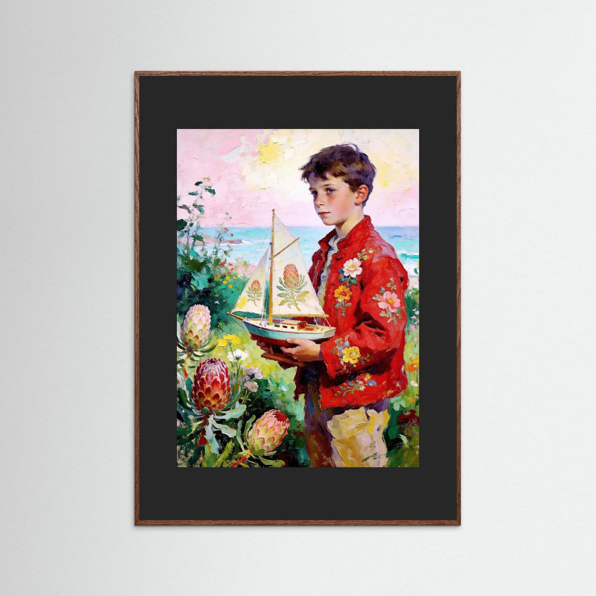 The Flower Sailboat fine art print – vintage-inspired wall art by Maison Vintage displayed in an interior