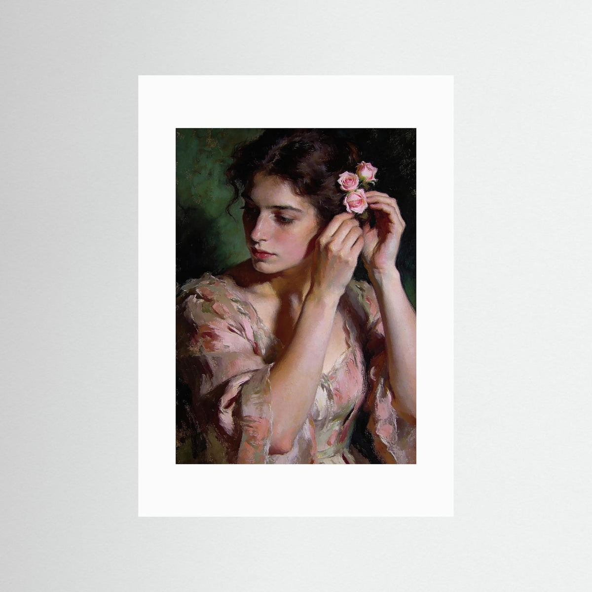 The Pale Roses fine art print – vintage-inspired wall art by Maison Vintage displayed in an interior