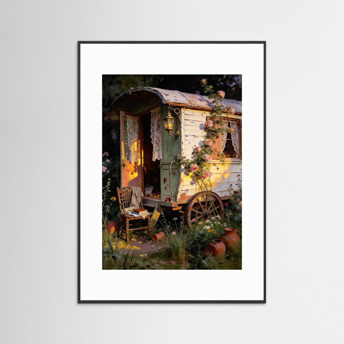 The Rose Caravan fine art print – vintage-inspired wall art by Maison Vintage displayed in an interior