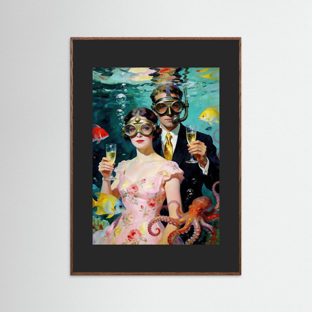 The Underwater Soirée fine art print – vintage-inspired wall art by Maison Vintage displayed in an interior