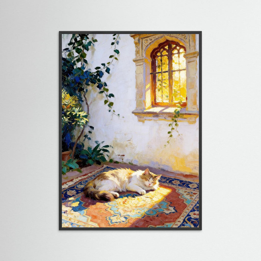 The Sleepy Cat fine art print – vintage-inspired wall art by Maison Vintage displayed in an interior