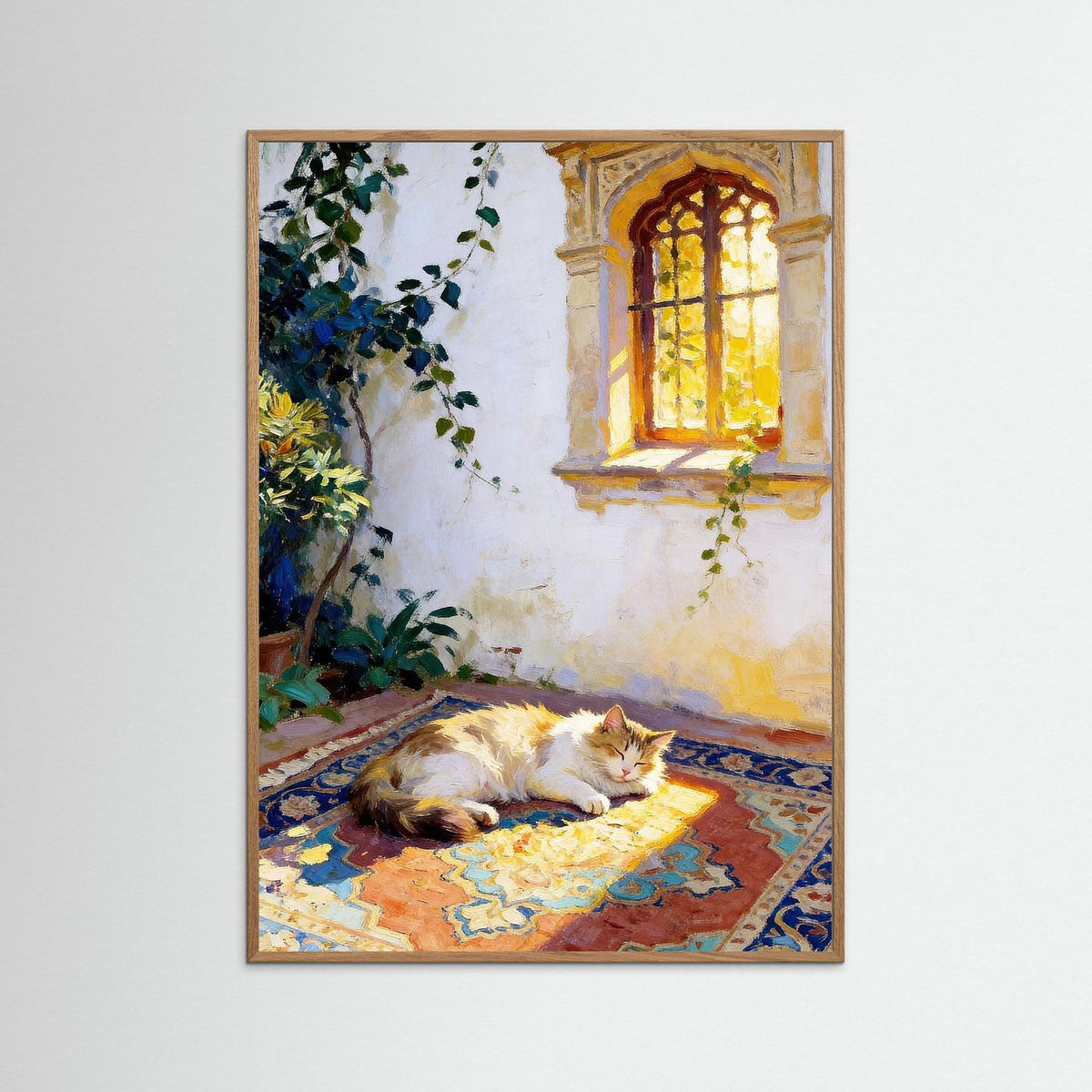 The Sleepy Cat fine art print – vintage-inspired wall art by Maison Vintage displayed in an interior