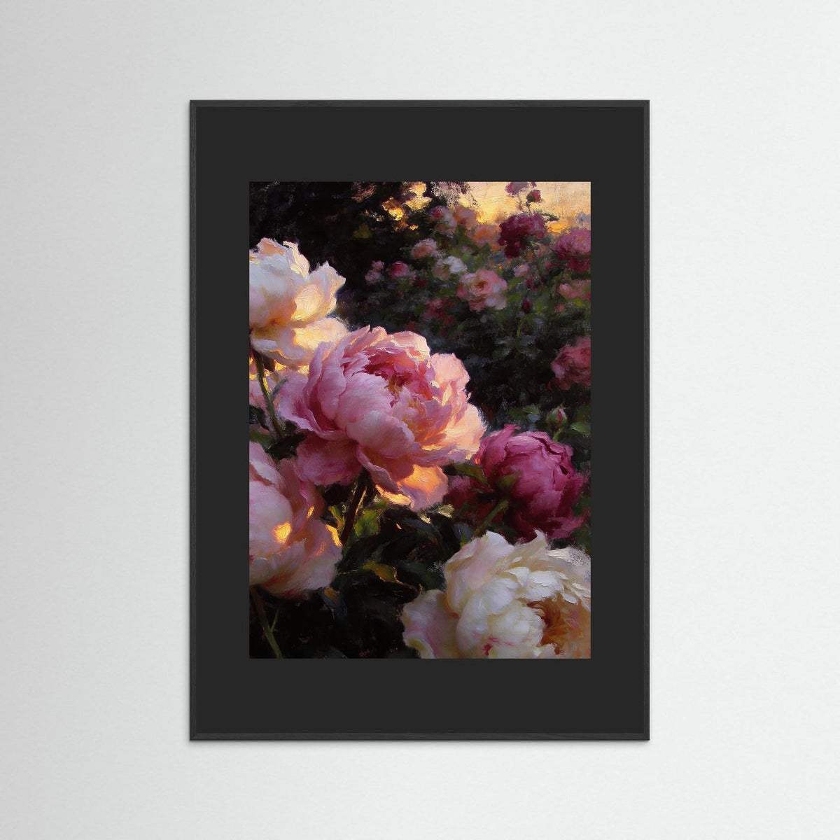 A Symphony of Peonies fine art print – vintage-inspired wall art by Maison Vintage displayed in an interior