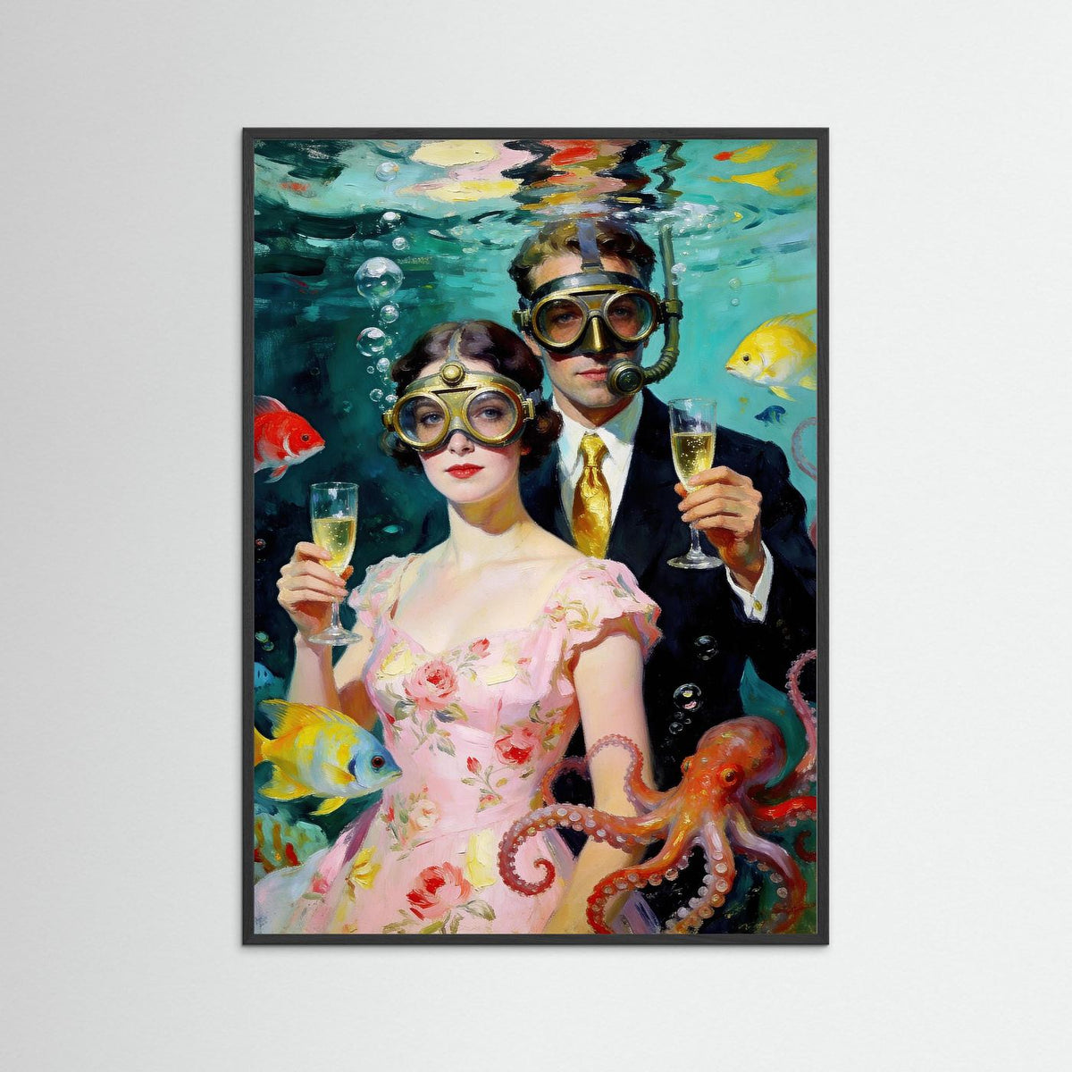 The Underwater Soirée fine art print – vintage-inspired wall art by Maison Vintage displayed in an interior